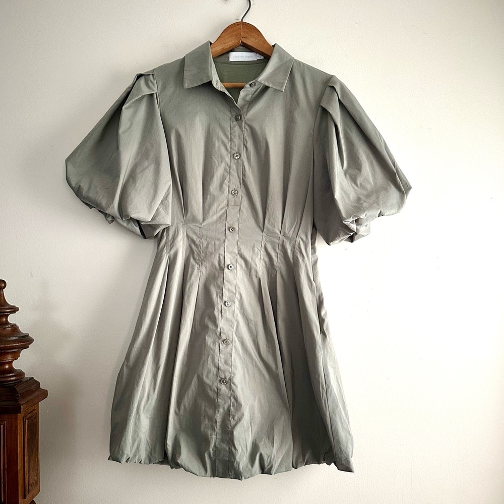 Jonathan Simkhai Sage Puff-Sleeve Mini Shirt Dress